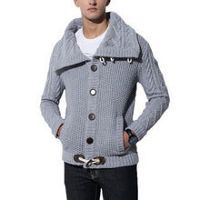 Load image into Gallery viewer, Fashion Vintage Sweater Cardigan Men Winter Warm Turtleneck Sweaters Knitting Tricot Jumper Horns Buckle Thick Casual outwear